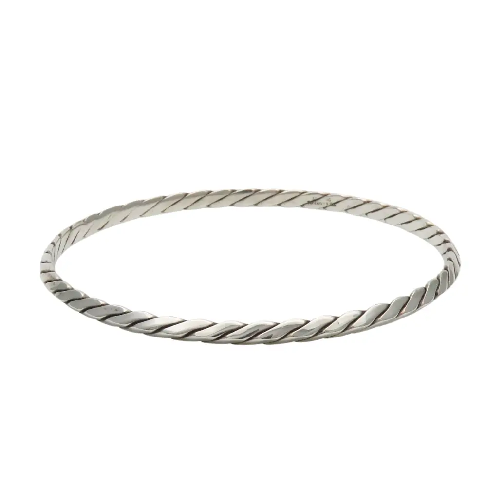 Pre-owned Tiffany & Co. Sterling Silver 925 (Ag925) Small Leather Goods Tiffany&Co. Knife Edge Twist Platinum Bracelet