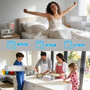 Projection Alarm Clock,Digital Clock with Projection,7.3" Mirror Clock with 180°Rotating Projector,Dual Alarm with 3 Mode,Bright Adjust,DST,Snooze,Charging Port,5 Levels Volume for Desk Teens