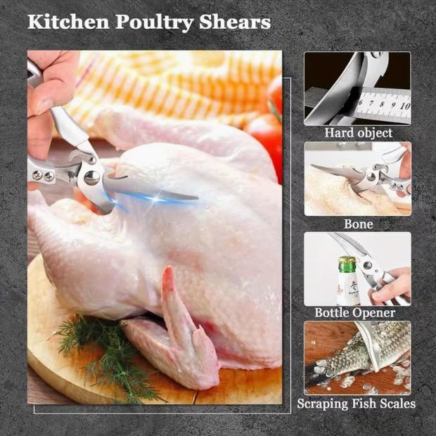Kitchen Scissors Set Poultry Shears 2 Pack Korean Barbecue Scissors Premium Kitchen Scissors Poultry Shears Heavy Duty Kitchen Shears All Purpose with Anti-Slip Handle & Safety Lock, Stainless Steel Cooking Scissors for Meat, Bone, Poultry