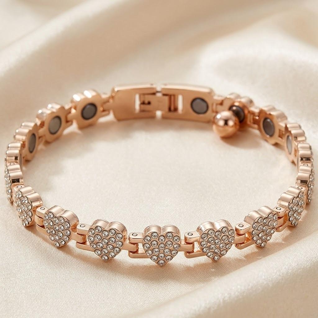 Pure Copper Magnetic Bracelet for Women Adjustable Copper Bracelet with Strong Magnets & CZ Charm Sparkling Jewelry Gift