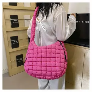 Women's Shoulder Portable Large-capacity Dumpling Bag 2026 New Pleated Fashion Cotton Shoulder Messenger Bag