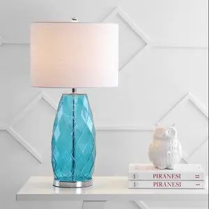 JONATHAN Y Juliette Glass/Metal LED Table Lamp , for bedroom, living room, foyer, hallways, dining room, dorms