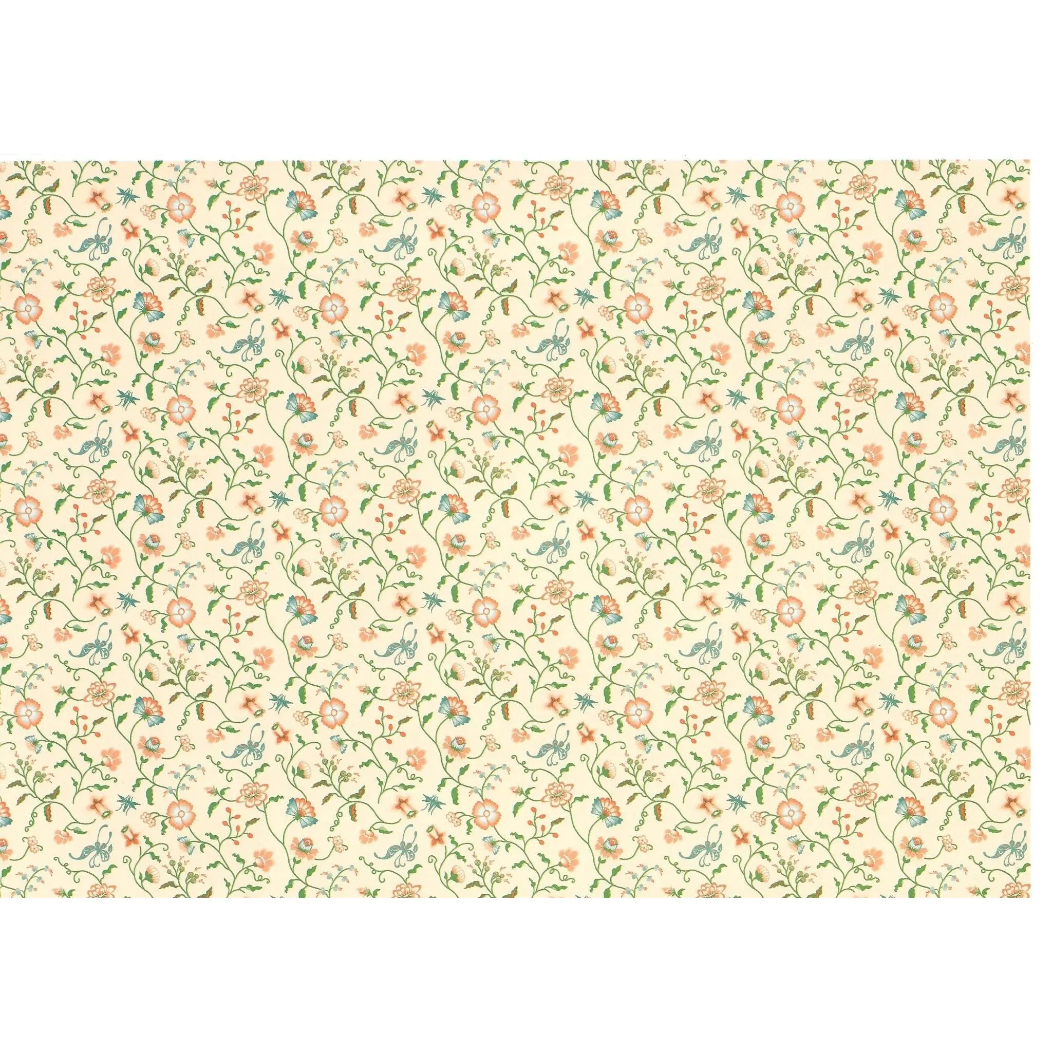 Dollhouse Wallpaper Brodnax "Papillon Peach" Floral 1:12 Scale French Country