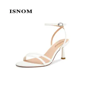 ISNOM Womens Sandals Round Toe Low Heels Strappy Ankle Strap Kitten Heel Comfort Dress Party Shoes #WeeklyDeals#SummerVibes #outdoorfun #tiktokshopmemorialday
