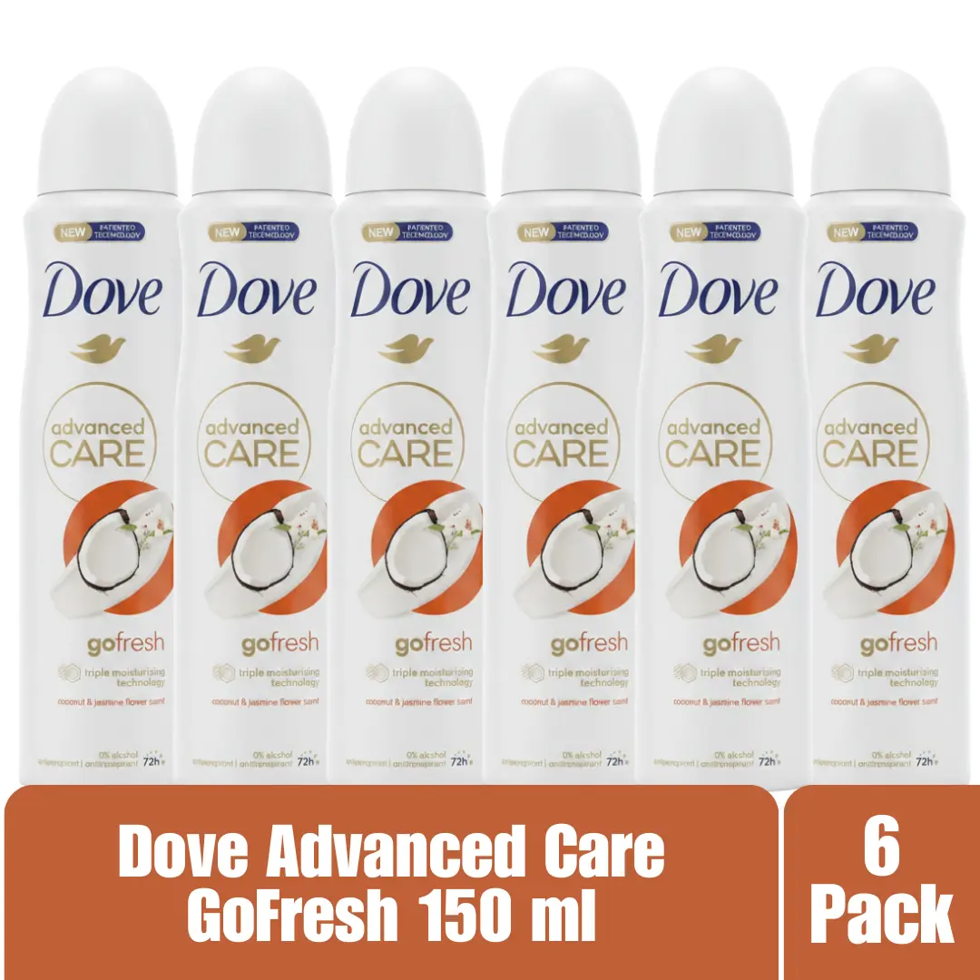 Dove Advanced Care Go Fresh Antiperspirant Deodorant Aerosol Spray Coconut & Jasmine Flower 72H Protection 0% Alcohol Triple Moisturizing Technology 6-Pack