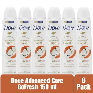 Dove Advanced Care Go Fresh Antiperspirant Deodorant Aerosol Spray Coconut & Jasmine Flower 72H Protection 0% Alcohol Triple Moisturizing Technology 6-Pack