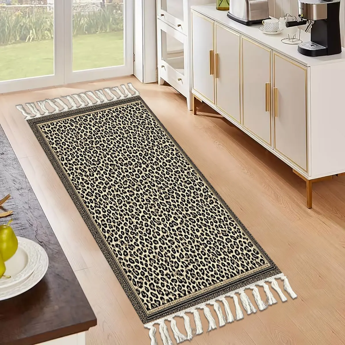 American Luxury Leopard Print Kitchen Floor Mat, Easy Care Non-Slip Ultra-Thin Home Decorative Rug, Modern Style Bathroom Carpet, Kitchen Rug Runner, Modern Boho Rug