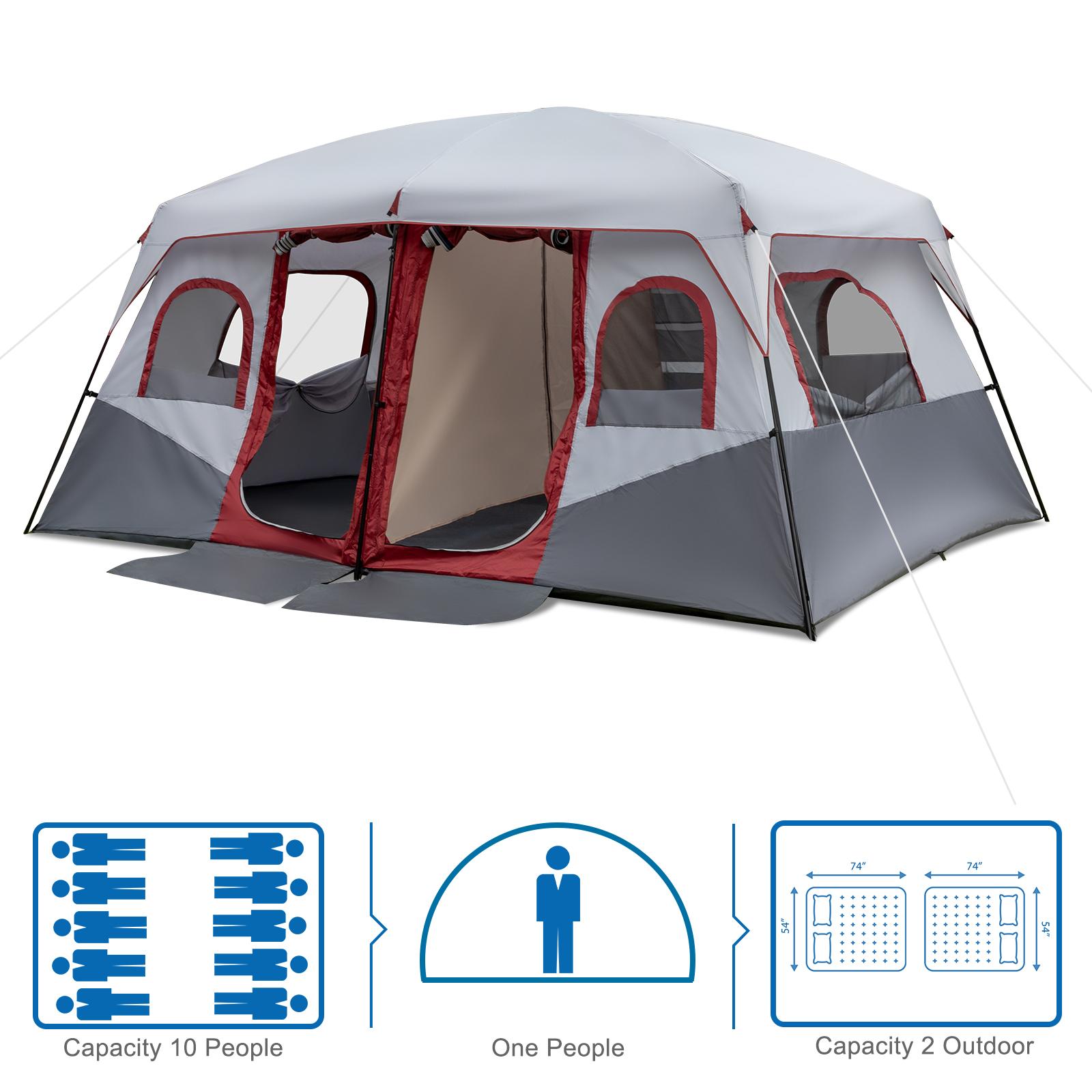10 Person Family Cabin Tent, 2 Room Huge Tent with Storage Pockets for Camping Accessories 10 Person Family Cabin Tent, 2 Room Huge Tent with Storage Pockets for Camping Accessories