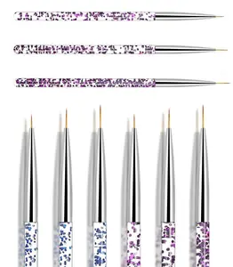 3 pcs Nail Brush Set for Detailing Striping Nail Art Brushes, liner brush, Painting Brushes set/ Crystal Pen- holder Nail Supply Tools