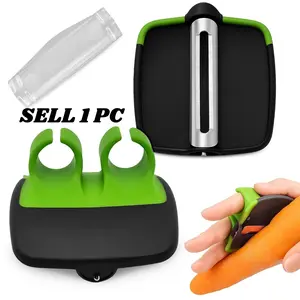 Finger Grip Vegetable Peelers for Kitchen - Silicone Palm Peeler with Sharp Double-Sided Blade, Non-Slip Handle, Dishwasher Safe - Versatile for Fruits, Veggies, Potato & Carrot Peeler Tool