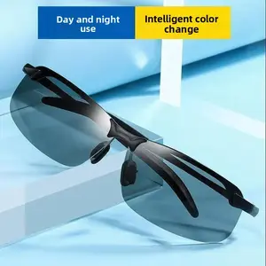 😎   Day & Night Photochromic Polarized Sunglasses |     UV400 Protection & Anti-Glare |     Rimless Sport Design |     Perfect for Driving, Fishing & All-Weather Use!