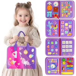 Montessori Busy Book, Portable Travel Toy, Suitable for Early Education Games for Toddlers, Cultivate Toddlers' Life Skills, Letters, Numbers, Colors, Animals, Weather, Fine Motor Skills, Travel Toy Suitable for Boys and Girls, Creative Birthday Gift
