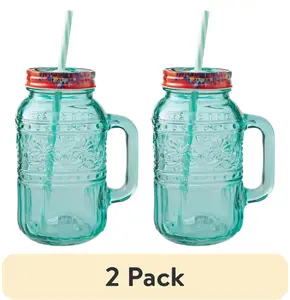 (2 pack) Cassie 32-Fluid-Ounce Mason Jar Tumbler, Teal