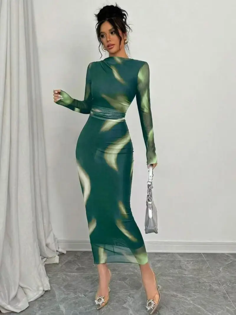graphic bodycon dress Graphic Bodycon Dress – Abstract Organic Pattern main image 1