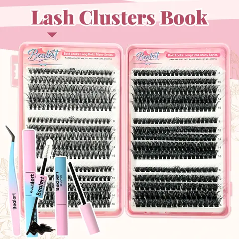 BEALERT DIY Lash Clusters Kit, 0.03mm Wispy Manga Fairy Cluster Lashes (30D-100D, 8-16mm) - Longer Looking Dramatic Eyelash Extensions for Halloween & Special Occasions