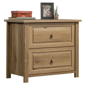 Sauder Hillmont Farm Lateral File Cabinet - 2-Drawer Design for Letter & Legal Files, Full Extension Slides, Brown Finish