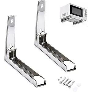 Universal Stainless Steel Microwave Mount Bracket Microwave Shelf Wall Mount, Foldable Stretch Design, Mounting Kit Included, Easy Install Holder for Kitchen Storage Organization