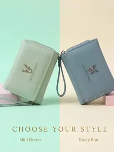 Luxury Short Wallet with Metal Deer Emblem, Multi-Card Slot Portable ID Holder, Compact Coin Purse, Versatile Fashion Accessory, Business Fashion Wallet