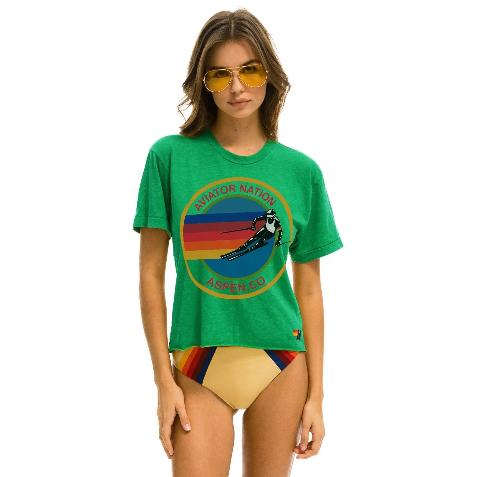 AVIATOR NATION ASPEN BOYFRIEND TEE - KELLY GREEN