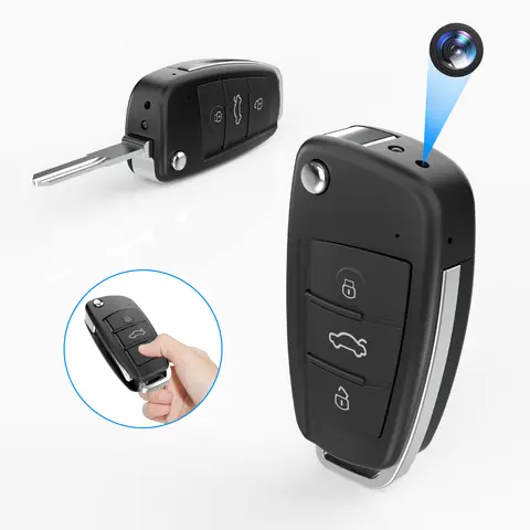64GB Hidden Security Cam - Car Key Mini Nanny Cam with Batteries, HD 1080P Resolution, Motion Detection, Compact Wireless Covert Monitoring Camera for Home Security