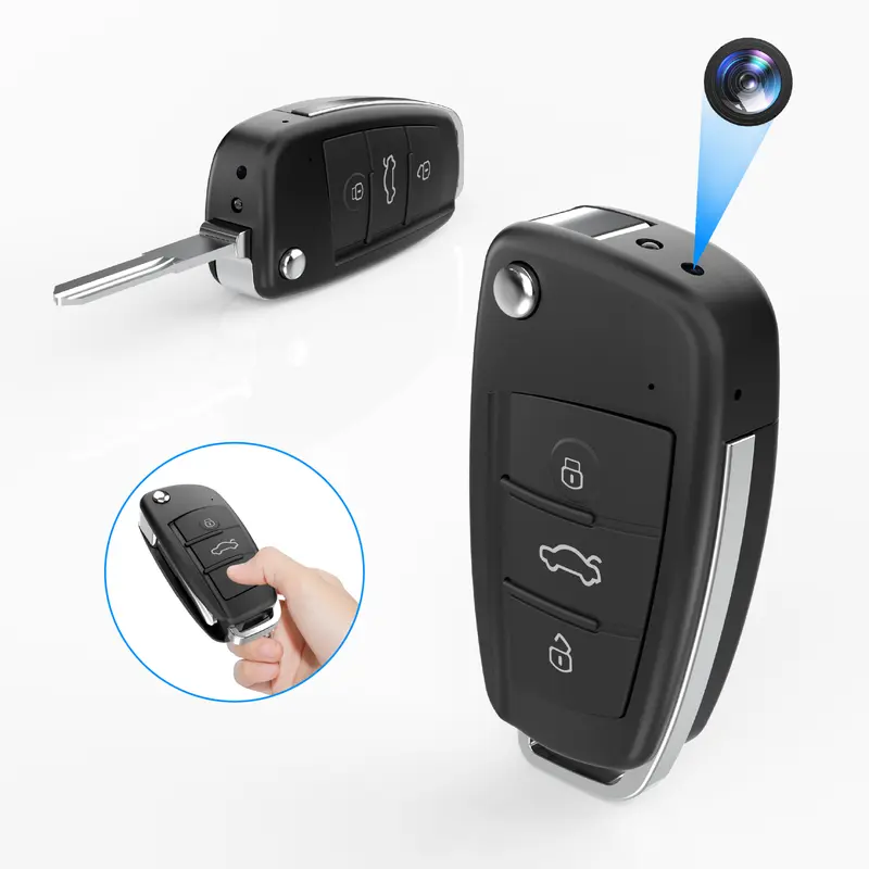 64GB Hidden Security Cam - Car Key Mini Nanny Cam with Batteries, HD 1080P Resolution, Motion Detection, Compact Wireless Covert Monitoring Camera for Home Security