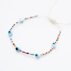 Shmart Rainbow Miyuki Bead and Evil Eye Handmade Unisex Bracelet - Vacation Vibes