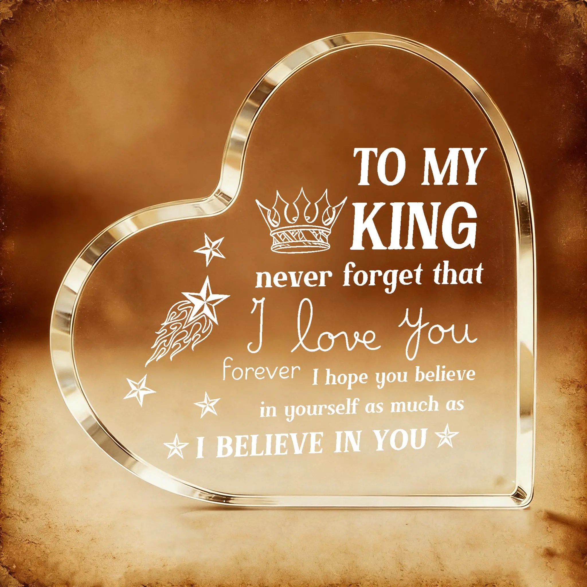 "To My King" Acrylic Decoration Sign - Meaningful Text Home Decor Gift, Desk Decor Plaque for Husband Boyfriend, Elegant Home Office Ornament, Romantic Anniversary Keepsake, Decor Signs, Home Decor Gifts