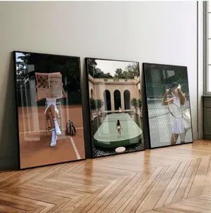 Tennis Fashion Wall Art Set of 3, Old Money Prints, Country Club Aesthetic Tennis Court Prints, Sports Decor Tennis Asthetic Wall Decor