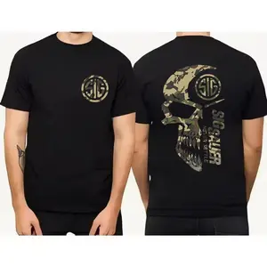 Sig Sauer Men's Camo T-shirt with Never Settle Graphic, Unisex Short Sleeve 100% Cotton, Camo Lover Gift, Black Camo Design