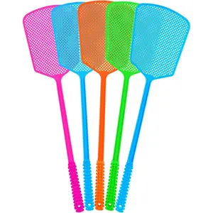 Fly Swatter,5 Pack Plastic Heavy Duty Manual Fly Killer, Long Handle Flyswatter, Large Bug Swatters That Work for Indoor and Outdoor Insect Control