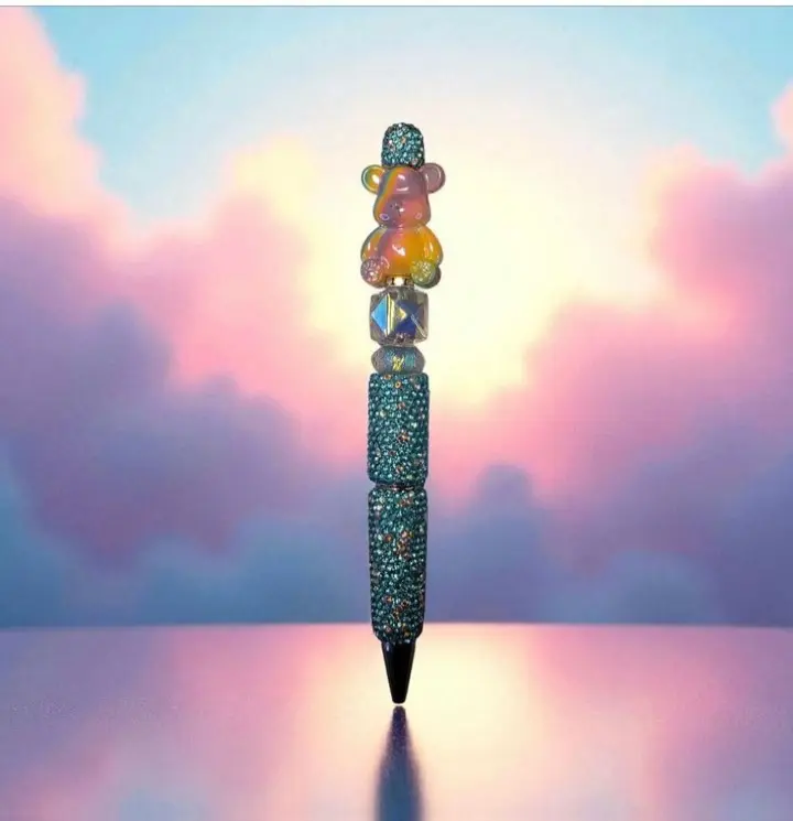 Rainbow Cosmic Teddy Bear Beaded Pen