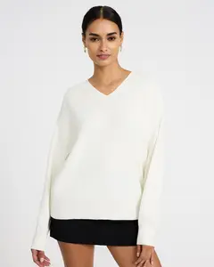 Express Oversized Relaxed Airy Soft V-Neck Sweater