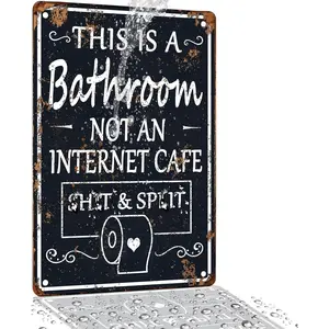 Funny Bathroom Decor Metal Tin Signs This Is Bathroom Sign Sarcastic This Is A Bathroom Not An Internet Cafe Sign Not A Wifi Lounge Sign Home Decor Toilet Sign Decoration Small Bathroom Sign 8x12 Inch Wall Minimalist Baseball
