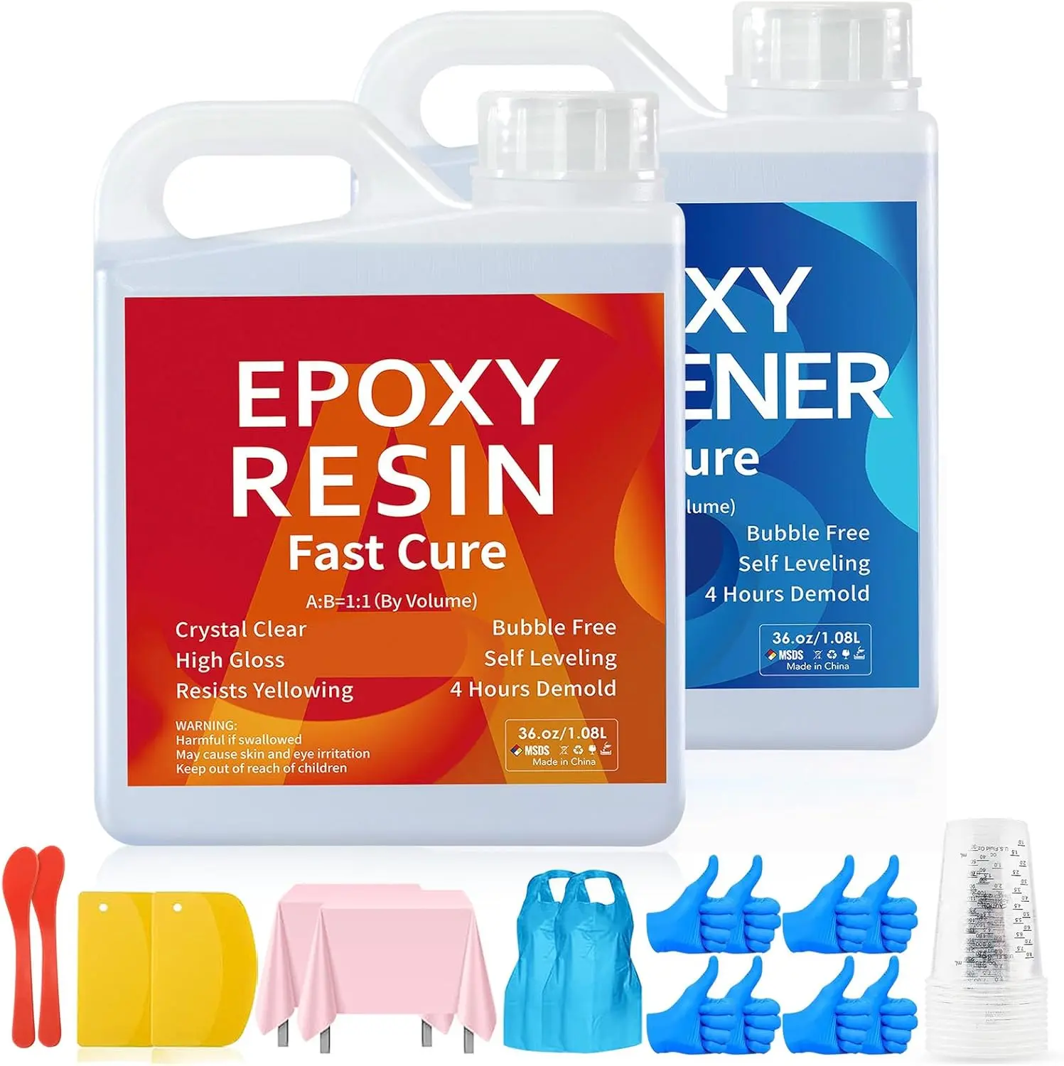 72OZ/11.8OZ Crystal Clear Epoxy Resin Kit - Non-Yellowing & Bubble-Free for Jewelry Making Wood & Resin DIY  Molds perfect for Christmas Halloween Decorations