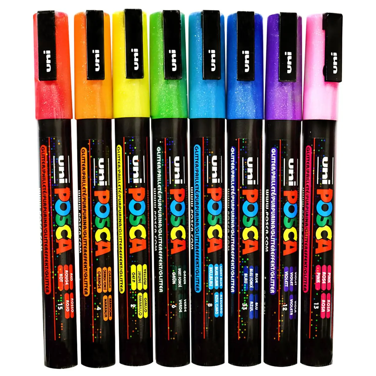 Posca Paint Marker Fine Glitter PC-3ML, Set of 8