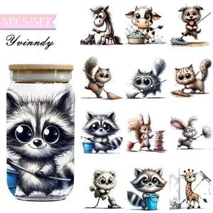 UV DTF Transfer Sheets, 16 Oz Cup Wraps, 5 Sheets The Cleaning Animal Uvdtf Transfer Paper Waterproof And Scratch Resistant Transfer Paper Suitable For Cups Decorations Uvdtf Sticker Bottles Computer & Home Decoration Beautiful  Transfer Paper Perfect For