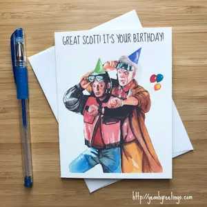 Marty and Doc Birthday Card, 80s Movies, Nerd Pop Culture, Guys Happy Birthday, Funny Birthday Card Boyfriend, Handmade Birthday Card