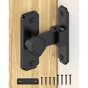 90 Degree Flip Barn Door Lock, Small Right Angle Lock Latch, Safety & Privacy Hardware for Sliding Doors, Cabinets, Bathroom, Barn, Shed, Garden, Window, Black 1PC