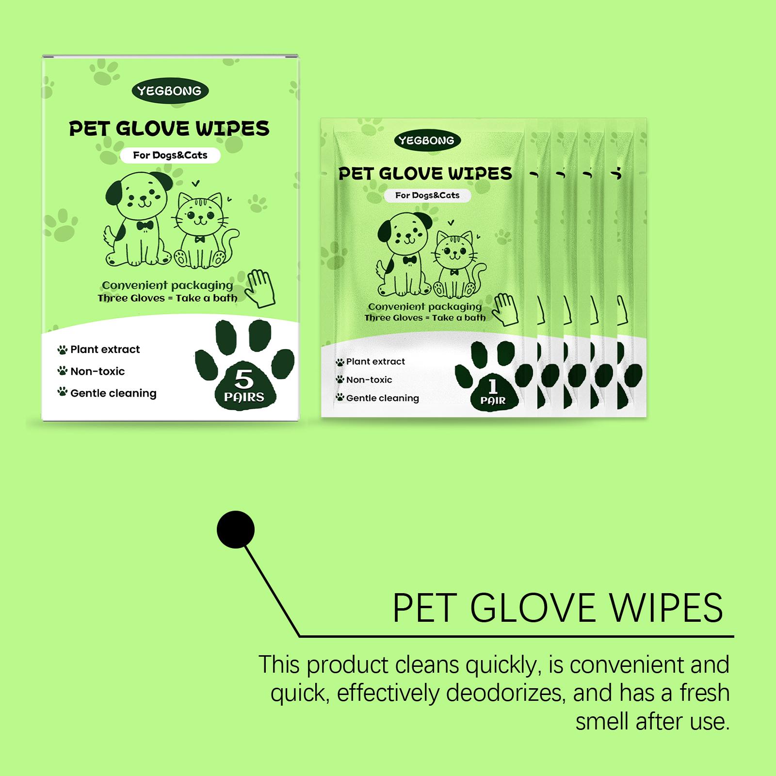 Pet Cleaning Disposable Gloves - Non-Soap Cleaning Gloves for Removing Dirt and Odors from Cats and Dogs' Bodies