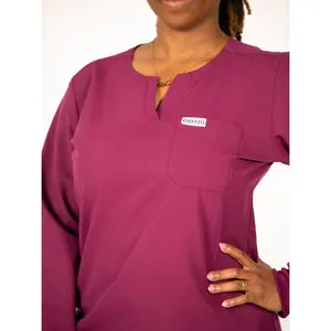 Talata Long Sleeve Scrub Shirt-Burgundy.