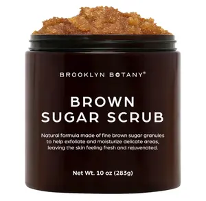 Brooklyn Botany Brown Sugar Body Scrub - Moisturizing and Exfoliating Body, Face, Hand, Foot Scrub - Fights Acne, Fine Lines & Wrinkles, Great Gifts For Women & Men - 10 oz