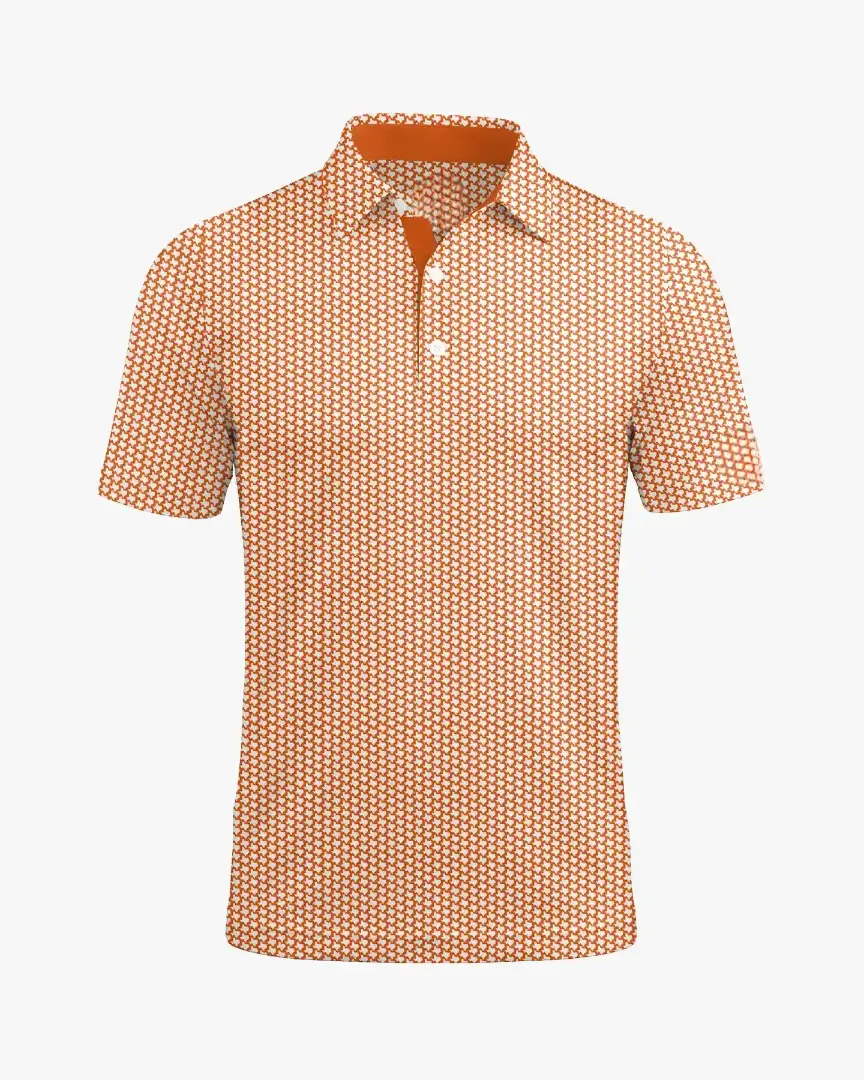 DEOLAX Brand Texas Polo - Burnt Orange, Men's Performance Polo Casual Golf Shirt, Golf Polo Shirt, Golf Shirt, Style 3D Golf, Gift For Men