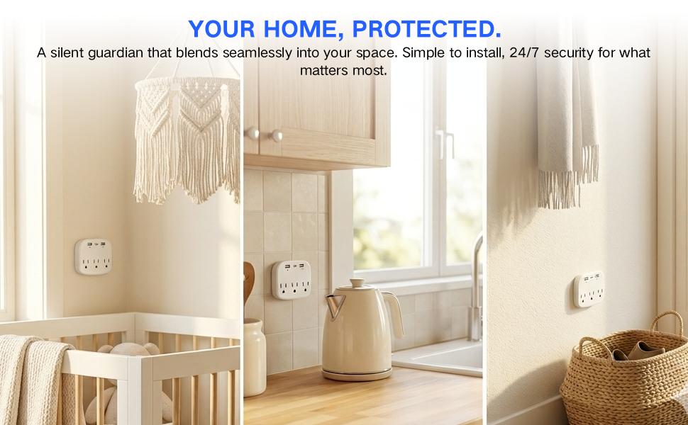 SecureHome 1080P Smart Wall Outlet: 24/7 Security & Fast Charging Hub