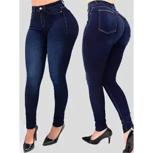 Women’s High Waist Slim Fit Jeans Skinny Jeans Plus Size Fashion Body Shaping Premium Sexy Jeans Solid Blue Jeans