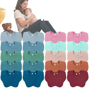 MUSBUY 20 Pack Baby Drool Bibs 6-Layer Muslin Organic Cotton Unisex Newborn Adjustable Breathable Teething Bibs 2-Size Fit 100% Organic Absorption Gift