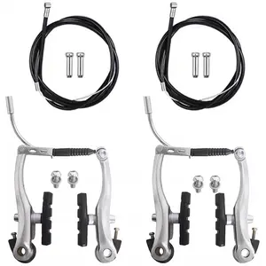 Aluminum Alloy V Brake Set for Bicycles, Lightweight V Type Brake Caliper and Lever Combo Suitable for Mountain Bike, Road Bike and Common Bikes, Durable Corrosion Resistant Braking System for Commuting and Training