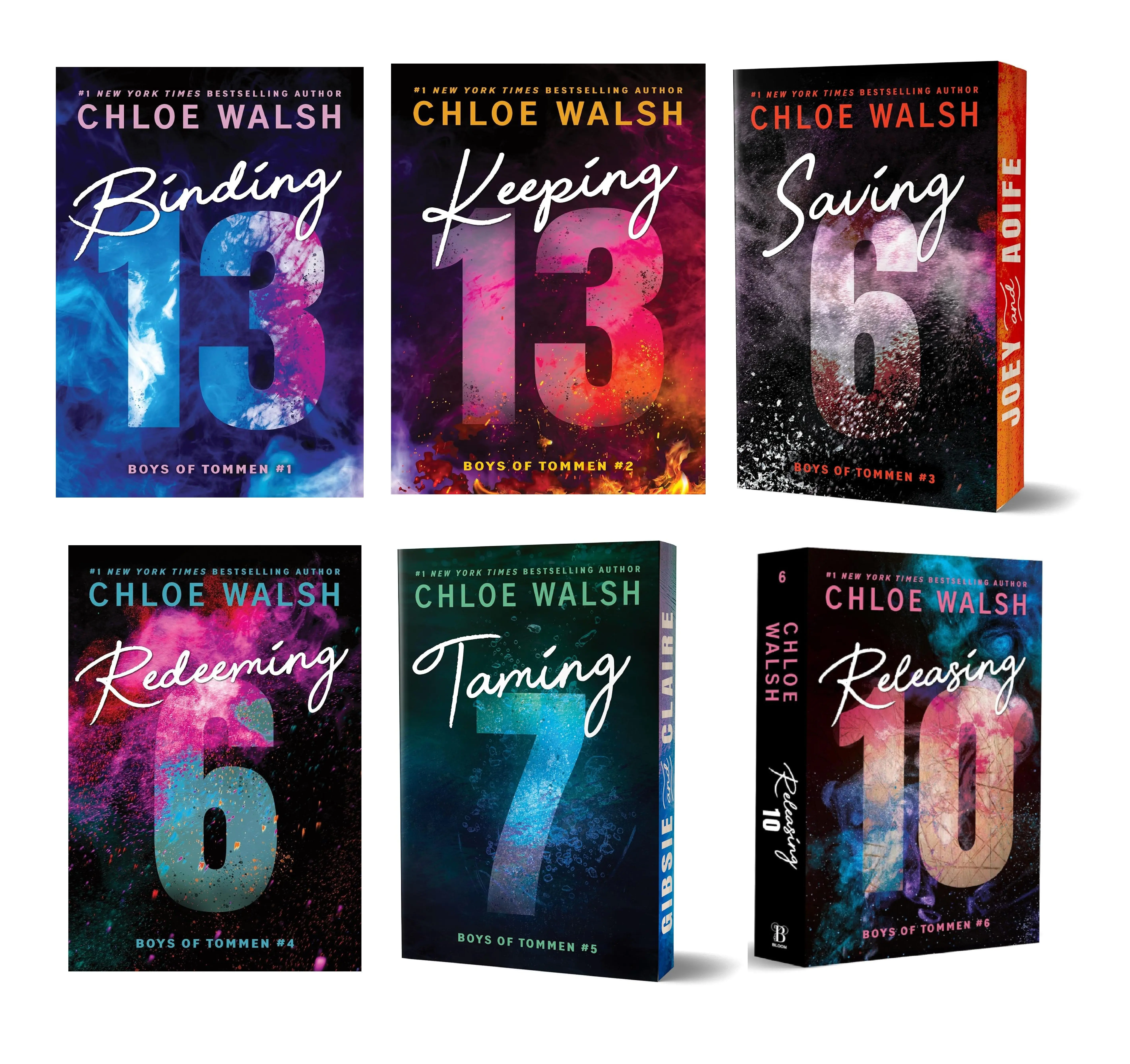 Boys of Tommen by Chloe Walsh (6 book series): Binding 13 , Keeping 13 , Saving 6 , Redeeming 6 , Taming 7 , Releasing 10 (leigh as secret) Novel (Paperback)