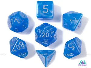 Portal Blue | Shimmery Acrylic Dice Set (7) | Dungeons and Dragons (DnD)