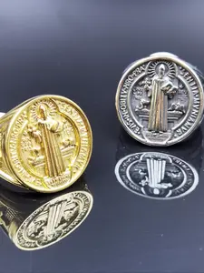 St Benedict Exorcism Saint Ring, Commemorative Ring, 316L Stainless Steel, Boho Style, Statement Rings, Daily Wear, Party Accessory, Gift for Friends, All Seasons