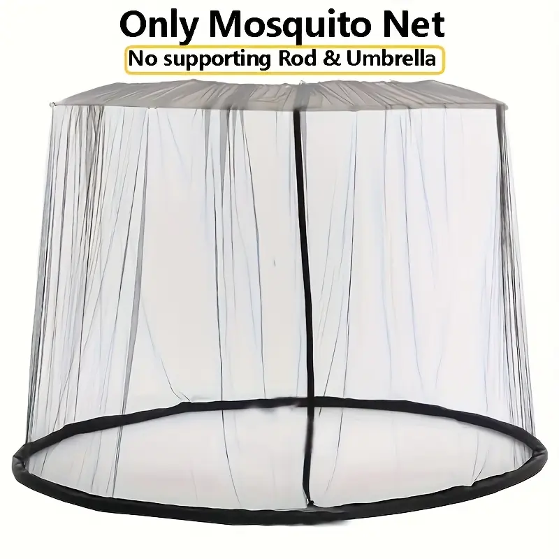 1PC Polyester Woven Outdoor Patio Mosquito Net - Home Essentials Protective Netting with Zip Closure, Outdoor Shade Canopy, Easy Access (No Supporting Rod & Umbrella Included, Single Packaging)